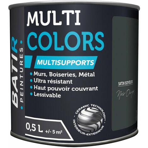 Peinture Batir Multi-supports Satin Soyeux 0,5 L Noir Onyx