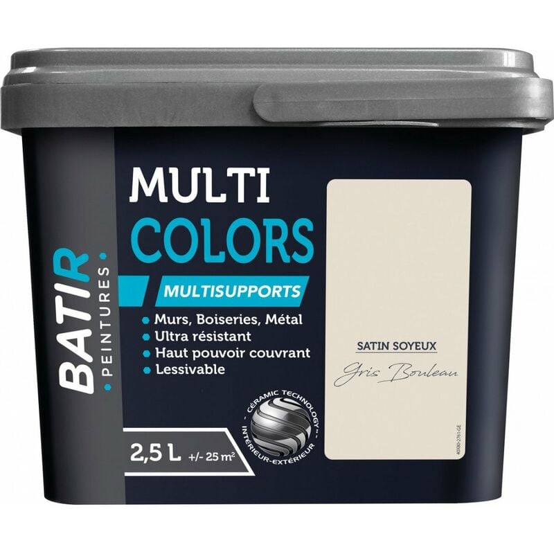 Peinture Batir Multi-Supports Satin Soyeux 2,5 l gris bouleau