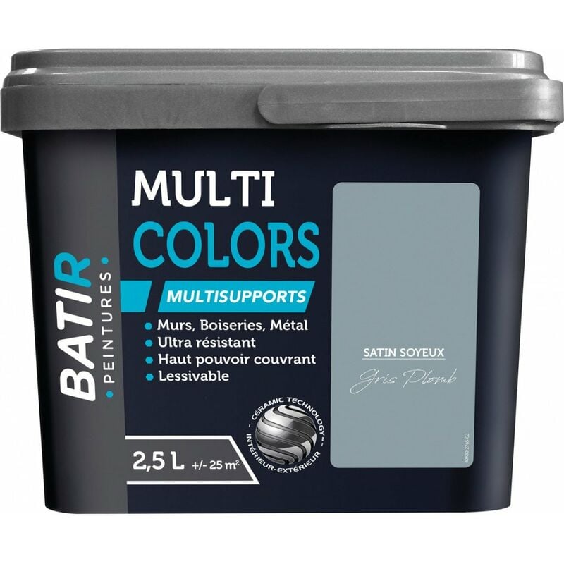 Peinture Batir Multi-Supports Satin Soyeux 2,5 l gris plomb