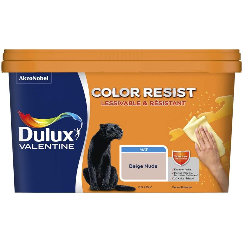 Peinture bicouche intérieure Color Resist Murs et Boiseries Mat Beige Nude 2,5L Dulux Valentine