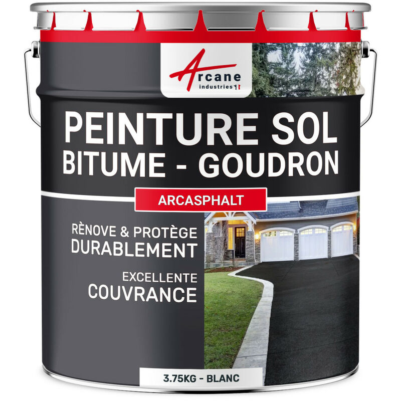 Arcane Industries - Peinture bitume goudron asphalte macadam résine sol extérieur béton enrobé rénov décoration arcasphalt - 3.75 kg (jusqu a 7.5 m²