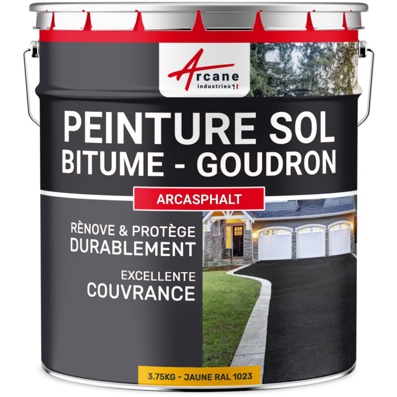 Arcane Industries - Peinture bitume goudron asphalte macadam résine sol extérieur béton enrobé rénov décoration arcasphalt - 3.75 kg (jusqu a 7.5 m²