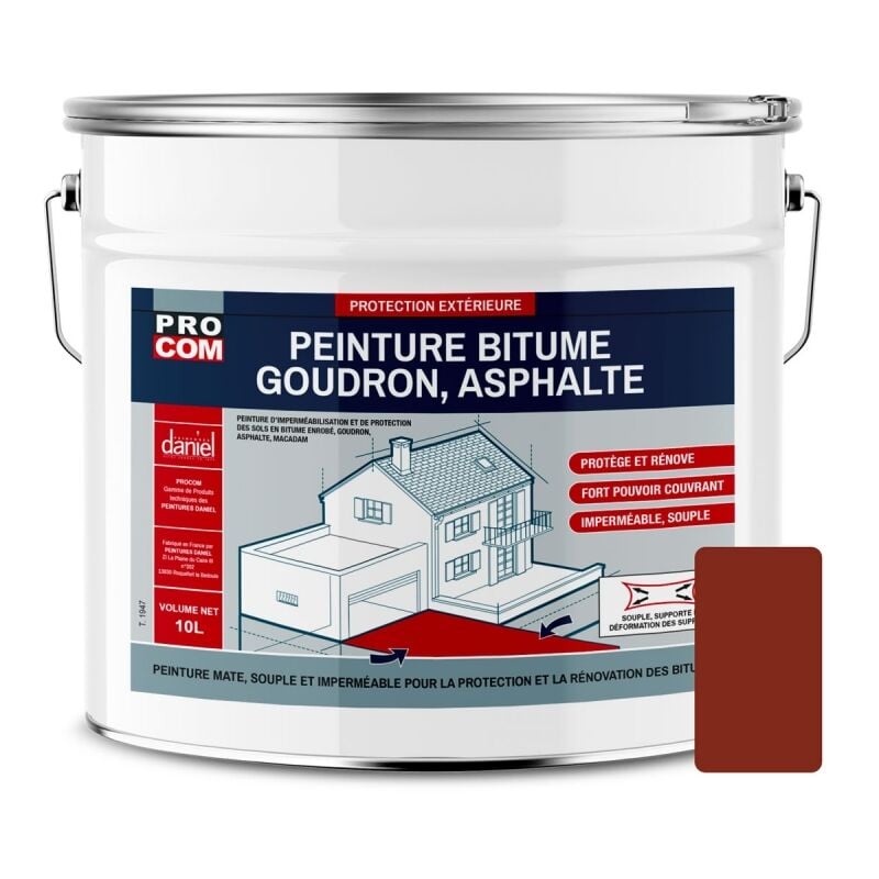 Peinture bitume, résine sol enrobé bitumeux, asphalte, goudron, macadam Procom 772F21 10 litres