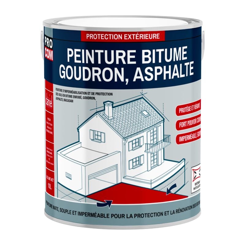 Peinture bitume, résine sol enrobé bitumeux, asphalte, goudron, macadam Procom ffffff 2.5 litres