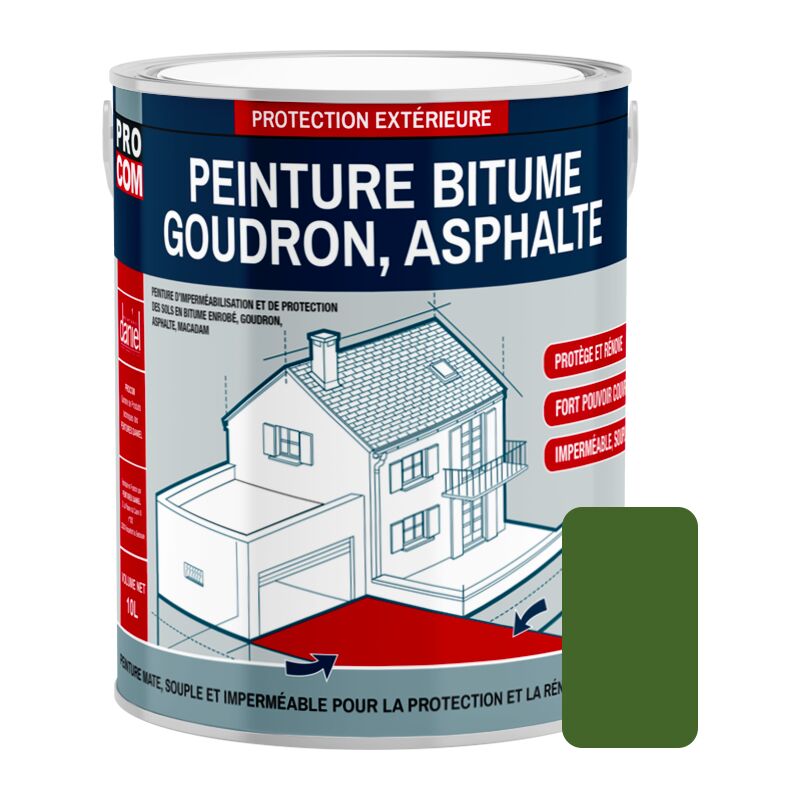Peinture bitume, résine sol enrobé bitumeux, asphalte, goudron, macadam Procom 4b6331 2.5 litres