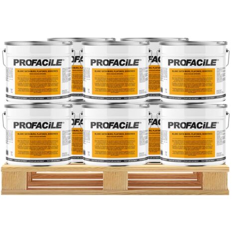 Peinture blanc satin intérieur murs, plafonds, boiseries, radiateurs, sans odeur, 2 en 1, sous-couche intégrée, PROFACILE ffffff 10 x 10L