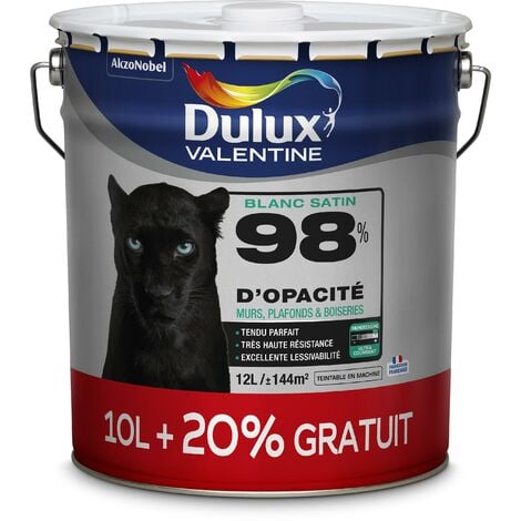 AKZO NOBEL Satin 12L - pour Murs Boiseries et Plafonds - Dulux Valentine - Blanc