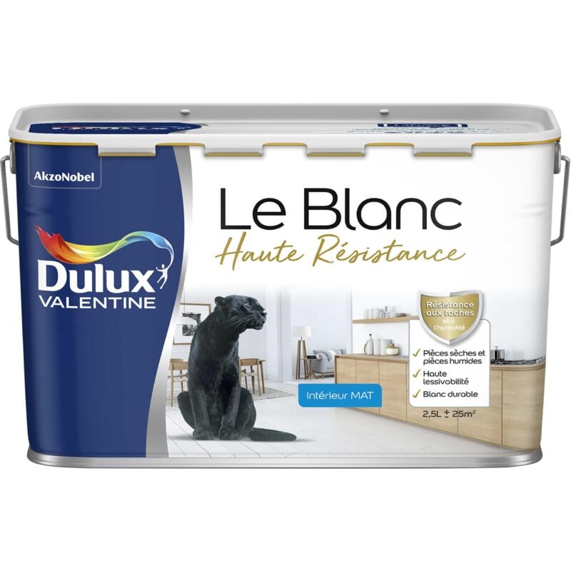 Peinture Blanche Haute Resistance Dulux Valentine Mat Blanc 2,5 l