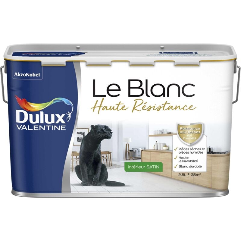 Peinture Blanche Haute Resistance Dulux Valentine Satin Blanc 2,5 l