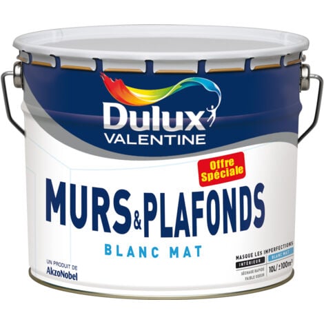 Peinture Blanche Monocouche pour Murs & Plafond Intérieur - Série Spéciale Aspect Mat Blanc 10L - Dulux Valentine