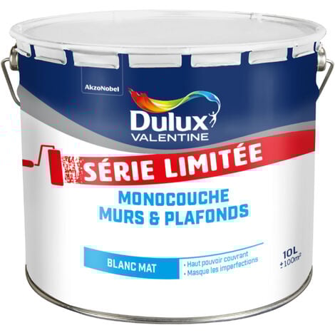 Peinture Blanche Monocouche pour Murs & Plafonds Intérieur - Edition Limitée Aspect Mat blanc 10L - Dulux Valentine