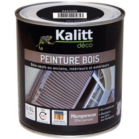Peinture bois acrylique satin noir 0.5 litre KALITT