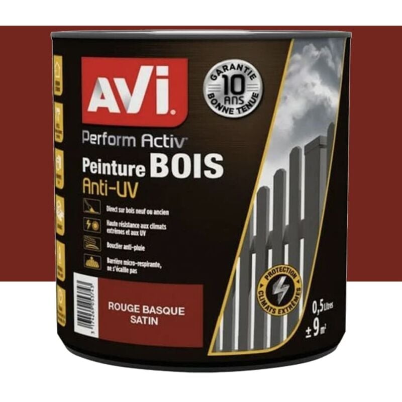 Peinture bois AVI Perform Activ Rouge Basque 0,5 l