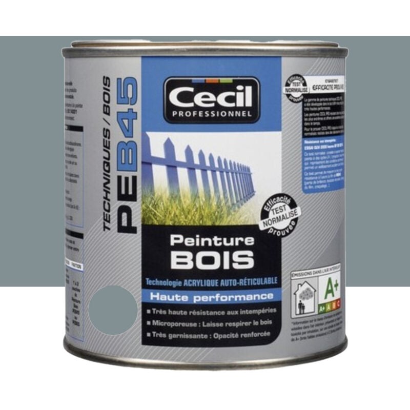 Peinture Bois Cécil Professionnel PEB45 Gris bleuté 0,5 L