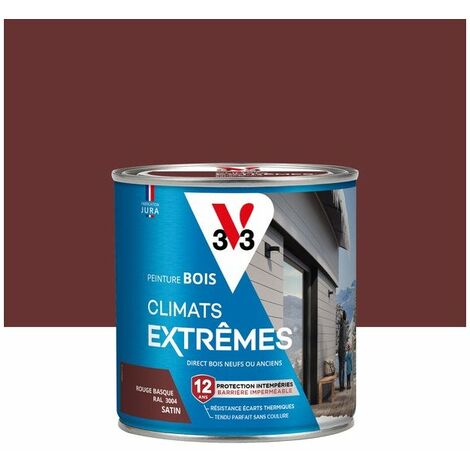 Peinture bois extérieur Climats extrêmes® V33, rouge basque satiné 0.5 l