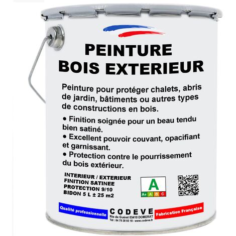 Peinture Bois Exterieur -  5 L   - Codeve Bois - RAL 7015 - Gris ardoise - Extérieures Pour Protection De Votre Chalet, Abri, Garage Ou Cabane.