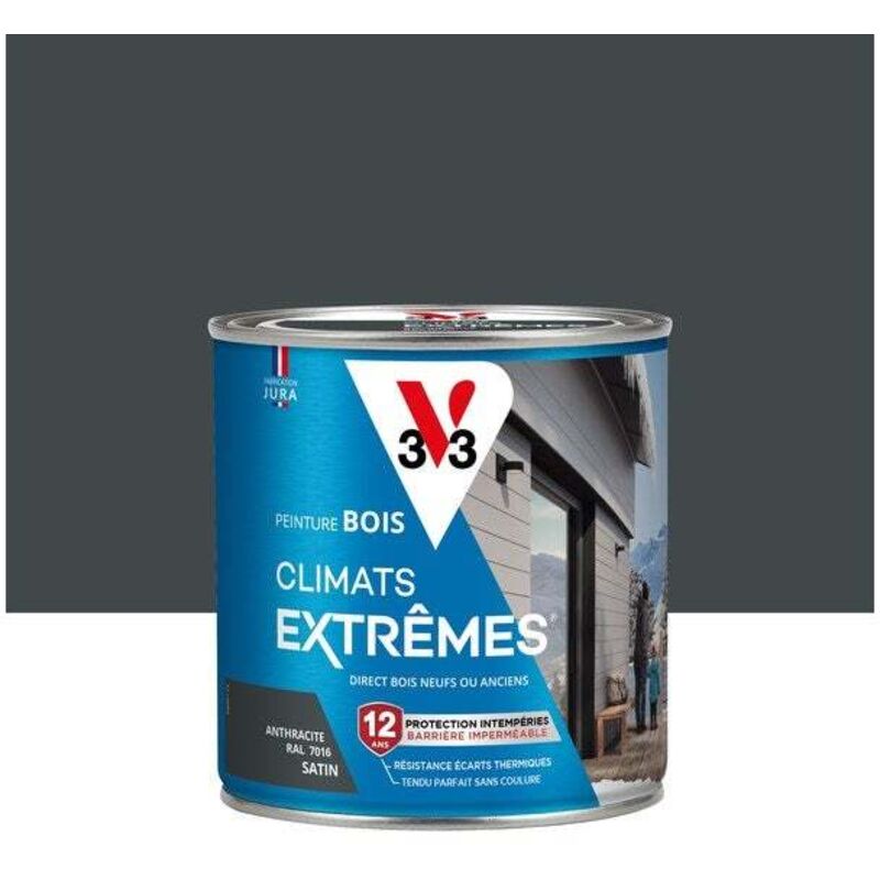V33 Peinture bois extérieur Climats extrêmes® V33, anthracite satiné 0.5 l