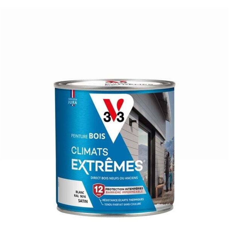 Peinture bois extérieur Climats extrêmes® blanc satiné 0.5 l - V33
