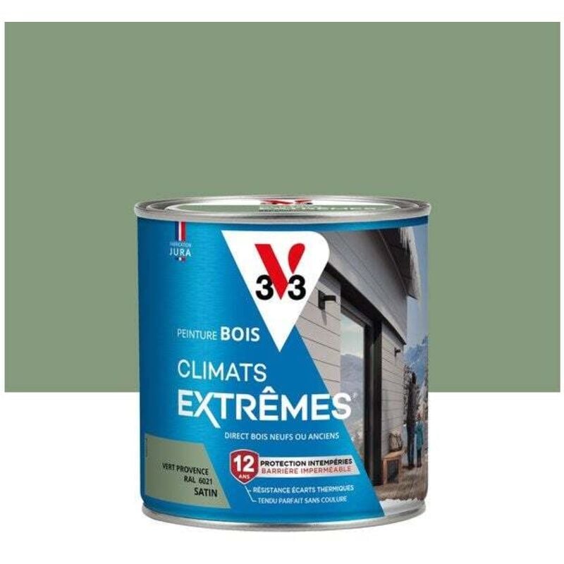 Peinture bois extérieur Climats extrêmes® vert provence satiné 0.5 l - V33