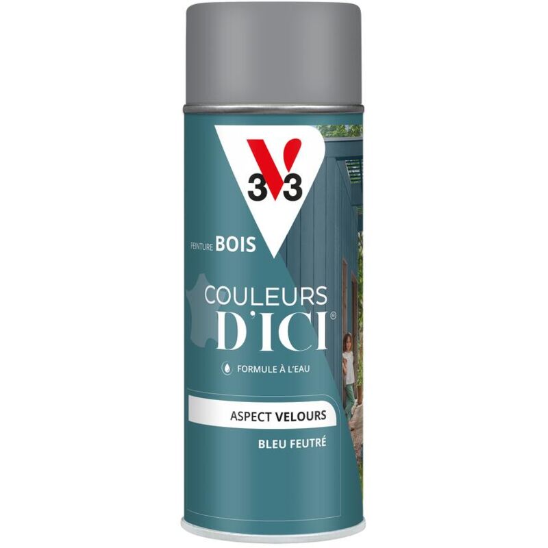 Peinture bois extérieur Couleurs d'Ici® V33 Bleu feutré Velours 400 ml