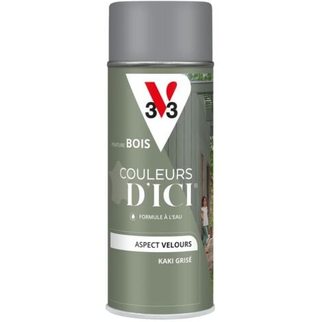 Peinture bois extérieur Couleurs d'Ici® V33 Kaki grisé Velours 400 ml