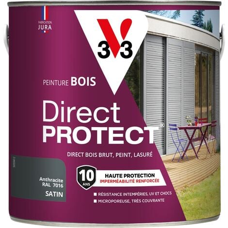 Peinture bois extérieur Direct Protect® V33 Anthracite Satin 2L