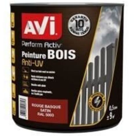 Peinture bois extérieure satinée 0,5 L – Laque glycéro ultra-adhérente – Résistance aux UV et aux climats extrêmes – Application facile – AVI