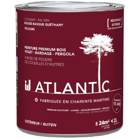 Peinture bois extérieurs - RAL 3004 Rouge basque Guéthary - 2L - ATLANTIC