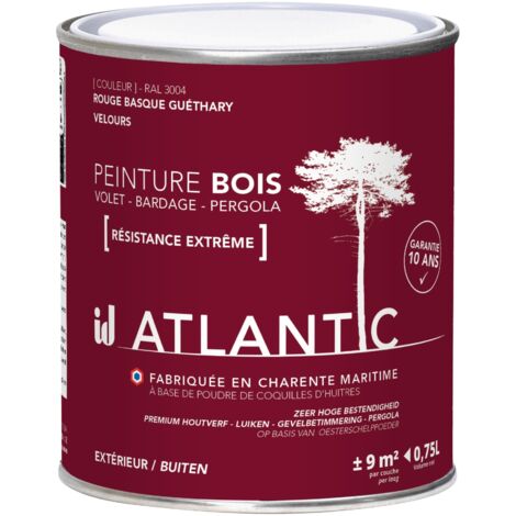 Peinture bois extérieurs - RAL 3004 Rouge basque Guéthary - 750ML - ATLANTIC