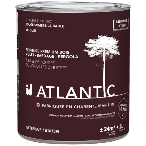 Peinture bois extérieurs - RAL 3007 Rouge sombre La baule - 2L - ATLANTIC