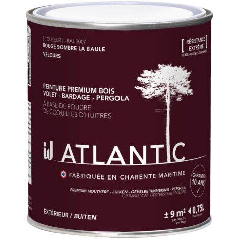 Peinture bois extérieurs - RAL 3007 Rouge sombre La baule - 750ML - ATLANTIC