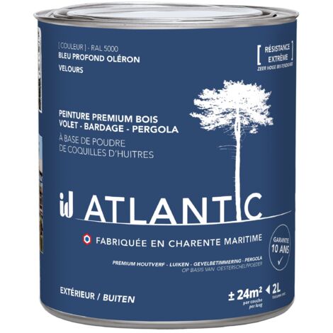 Peinture bois extérieurs - RAL 5000 Bleu profond Oléron - 2L - ATLANTIC