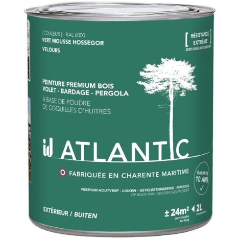 Peinture bois extérieurs -RAL 6000 Vert mousse Hossegor - 2L - ATLANTIC