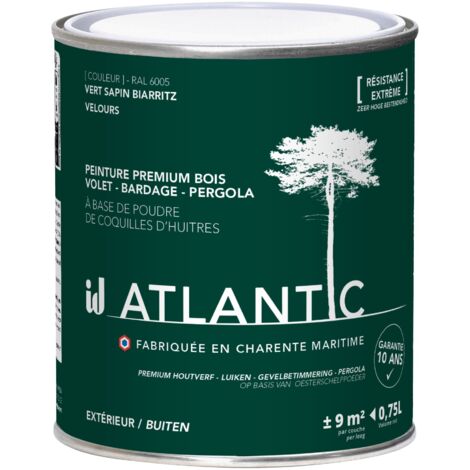 Peinture bois extérieurs -RAL 6005 Vert sapin Biarritz - 750ML - ATLANTIC