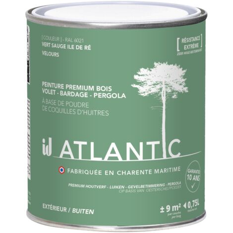Peinture bois extérieurs -RAL 6021 Vert sauge Ile de Ré - 750ML - ATLANTIC