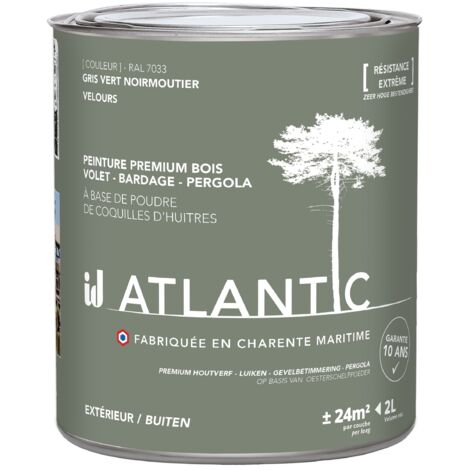 Peinture bois extérieurs - RAL 7033 Gris vert Noirmoutier - 2L - ATLANTIC