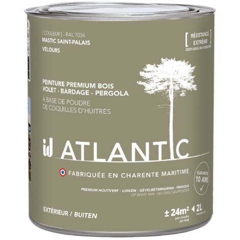 Peinture bois extérieurs - RAL 7034 mastic Saint palais - 2L - ATLANTIC