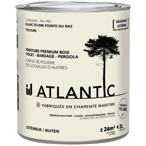 Peinture bois extérieurs - RAL 9001 Blanc écume pointe du raz - 2L - ATLANTIC