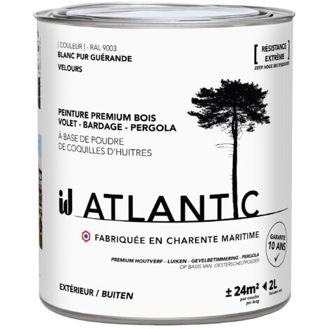 Peinture bois extérieurs - RAL 9003 Blanc pur Guérande - 2L - ATLANTIC