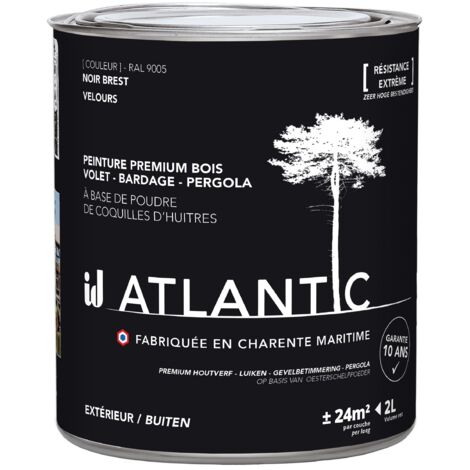 Peinture bois extérieurs - RAL 9005 Noir Brest - 2L - ATLANTIC