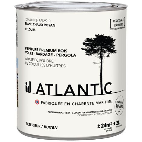 Peinture bois extérieurs - RAL 9010 Blanc chaud Royan - 2L - ATLANTIC