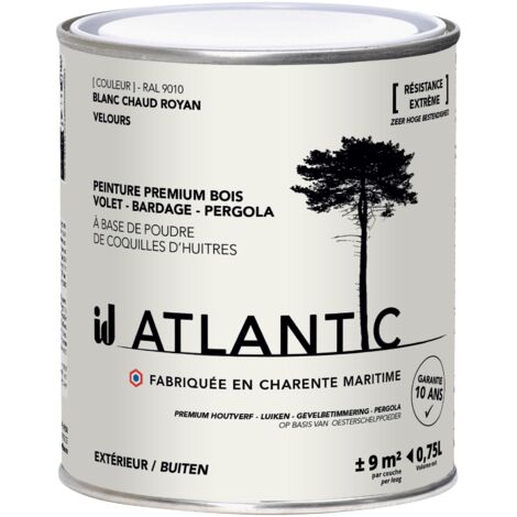 Peinture bois extérieurs - RAL 9010 Blanc chaud Royan - 750ML - ATLANTIC