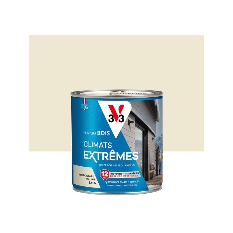 Peinture bois extérieur Climats extrêmes® beige calcaire satiné 0.5 l - V33