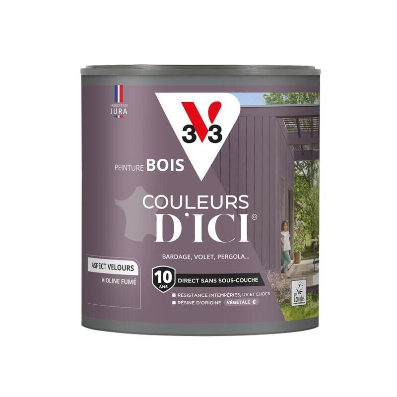 Peinture bois extérieur Couleurs d'Ici® V33 Violine fumé Velours 0,5L