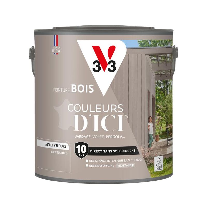 Peinture bois extérieur Couleurs d'Ici® V33 Beige nature Velours 2L