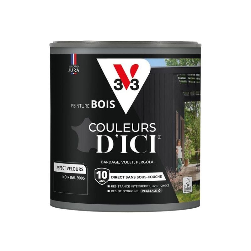 V33 - Peinture bois extérieur Couleurs d'Ici® Noir Velours 0,5L