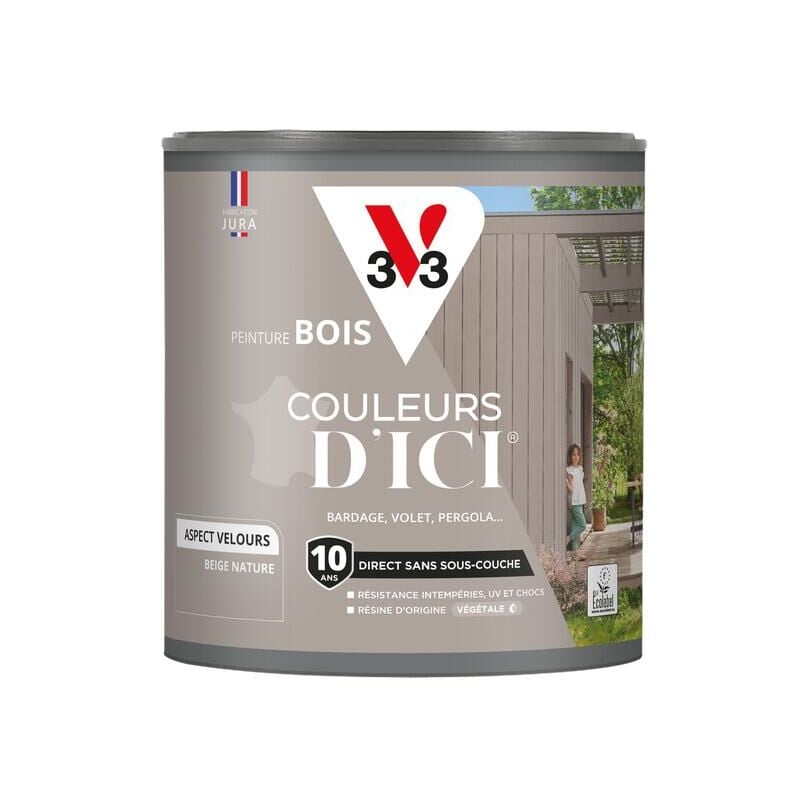 Peinture bois extérieur Couleurs d'Ici® V33 Beige nature Velours 0,5L