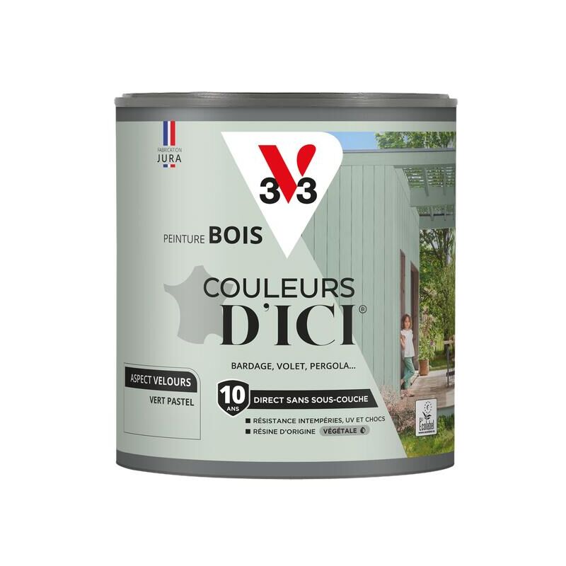 Peinture bois extérieur Couleurs d'Ici® V33 Vert pastel Velours 0,5L