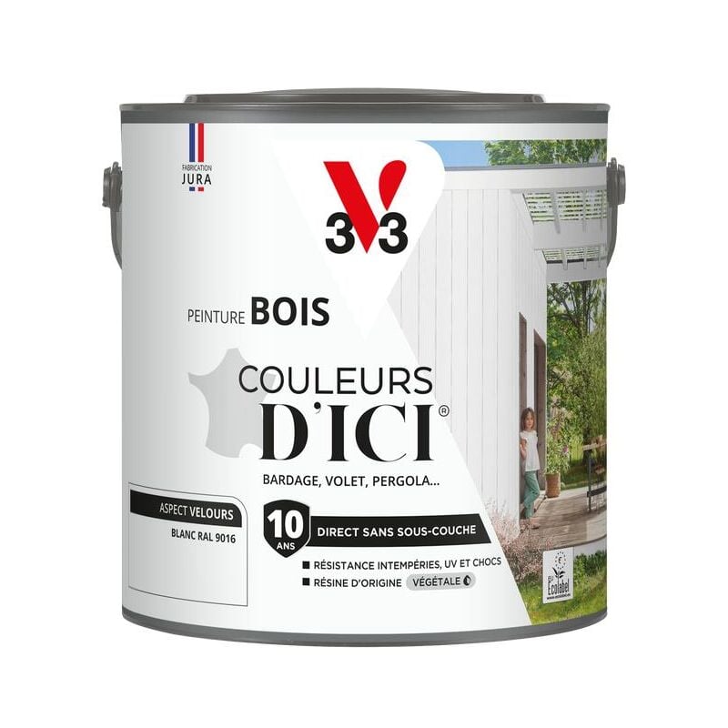 V33 - Peinture bois extérieur Couleurs d'Ici® Blanc Velours 2L