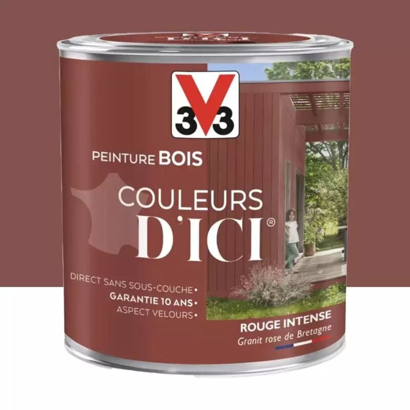 Peinture bois V33 Couleurs d'ICI Rouge intense 0,5 L